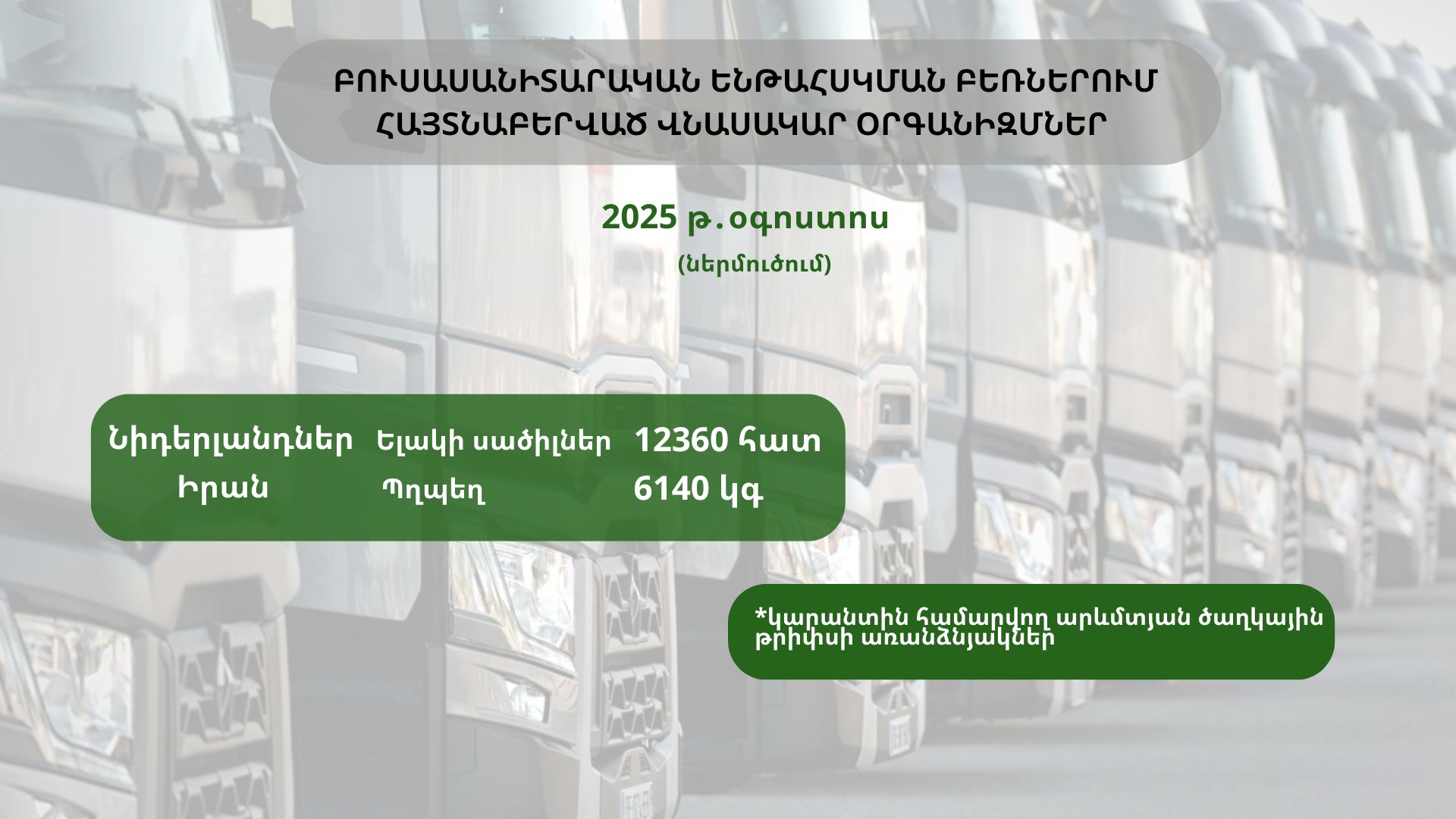 ԲՈՒՍԱՍԱՆԻՏԱՐԱԿԱՆ ԵՆԹԱՀՍԿՄԱՆ ԲԵՌՆԵՐՈՒՄ ՀԱՅՏՆԱԲԵՐՎԱԾ ՎՆԱՍԱԿԱՐ ՕՐԳԱՆԻԶՄՆԵՐ (2025 թ․ օգոստոս)